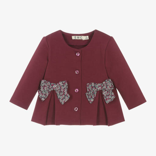 Everything Must Change-Girls Burgundy Cotton Knit Cardigan | Childrensalon Outlet