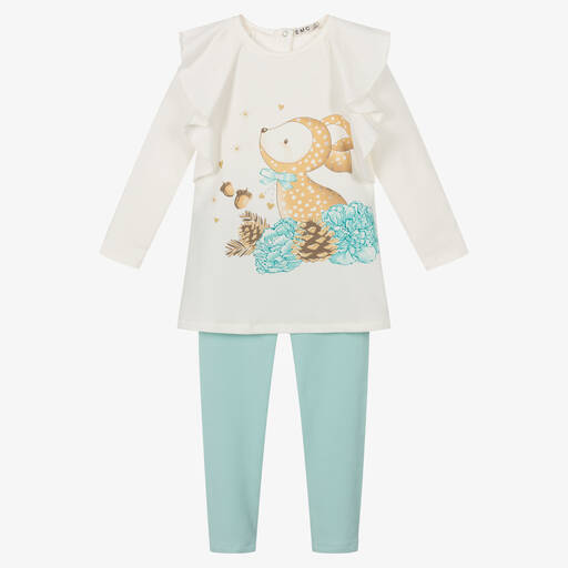 Everything Must Change-Girls Ivory & Blue Leggings Set | Childrensalon Outlet