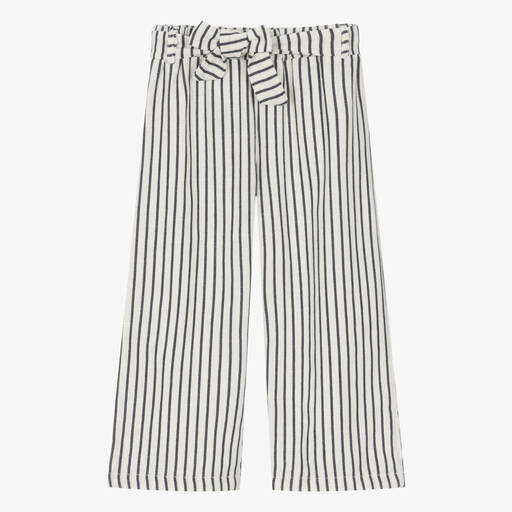 Everything Must Change-Girls Ivory & Blue Striped Cotton Trousers | Childrensalon Outlet