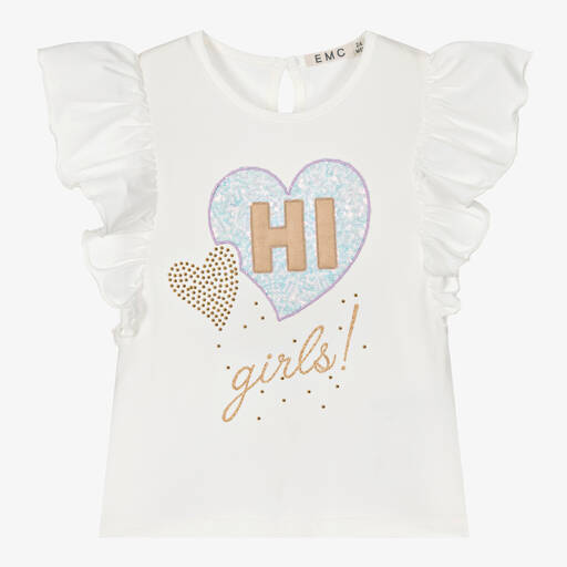 Everything Must Change-Girls Ivory Cotton Ruffled T-Shirt | Childrensalon Outlet