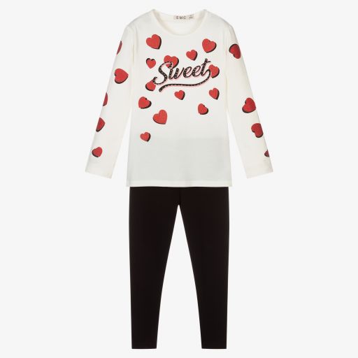 Everything Must Change-Girls Ivory Heart Leggings Set | Childrensalon Outlet