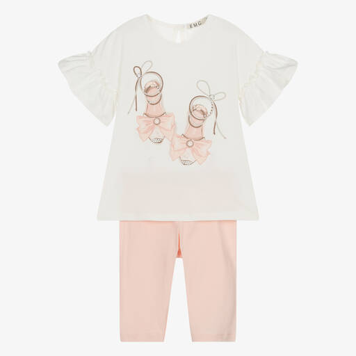 Everything Must Change-Girls Ivory & Pink Cotton Leggings Set | Childrensalon Outlet