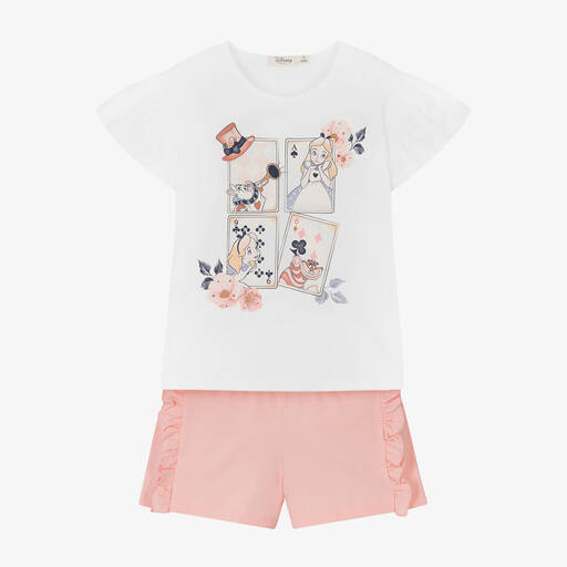 Everything Must Change-Girls Ivory & Pink Disney Shorts Set | Childrensalon Outlet