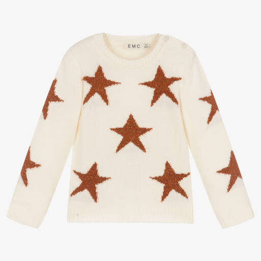 Everything Must Change-Girls Ivory Star Knitted Sweater | Childrensalon Outlet