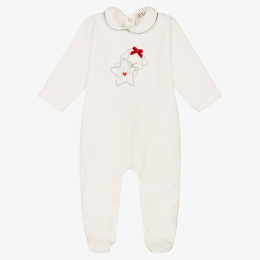 Everything Must Change-Girls Ivory Velour Babygrow | Childrensalon Outlet