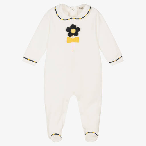 Everything Must Change-Girls Ivory Velour Babygrow | Childrensalon Outlet