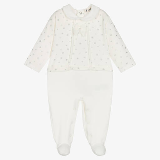 Everything Must Change-Girls Ivory Velour Babygrow | Childrensalon Outlet