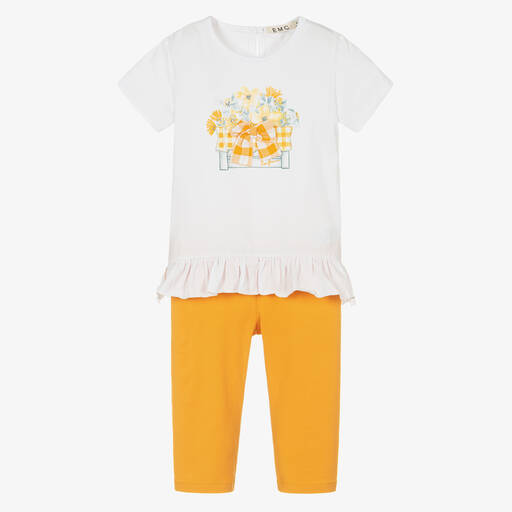 Everything Must Change-Girls Orange & White Cotton Leggings Set | Childrensalon Outlet