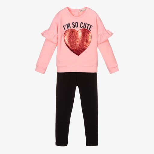 Everything Must Change-Girls Pink Heart Leggings Set | Childrensalon Outlet