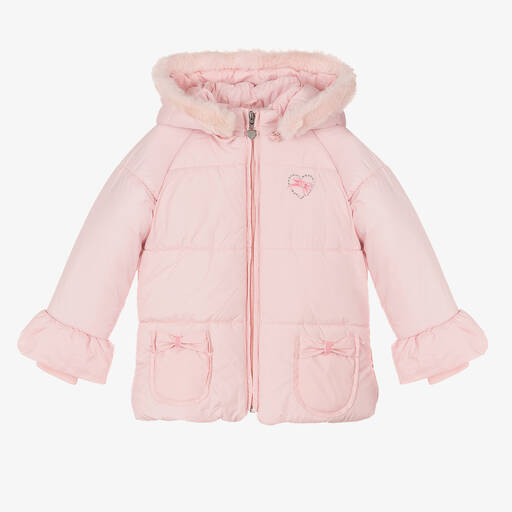 Everything Must Change-Girls Pink Hooded Puffer Coat | Childrensalon Outlet