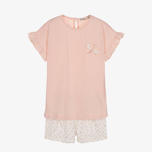 Everything Must Change-Girls Pink & Ivory Cotton Shorts Set | Childrensalon Outlet