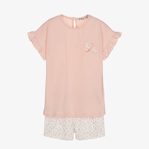 Everything Must Change-Ensemble short coton rose et ivoire | Childrensalon Outlet