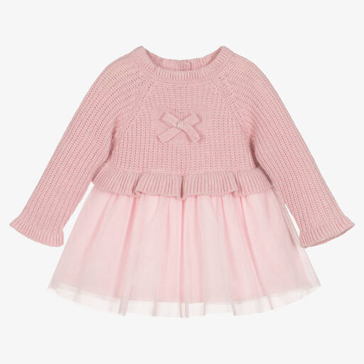 Everything Must Change-Girls Pink Knitted Wool & Tulle Dress | Childrensalon Outlet