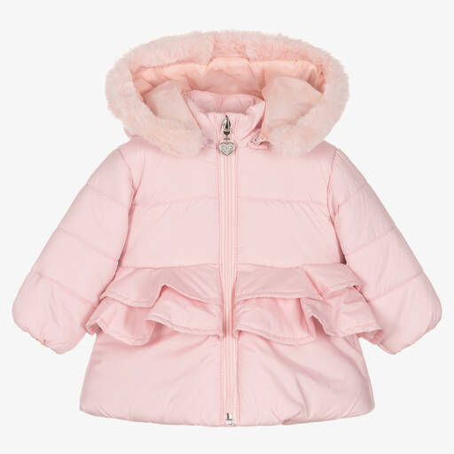 Everything Must Change-Girls Pink Peplum Puffer Coat | Childrensalon Outlet