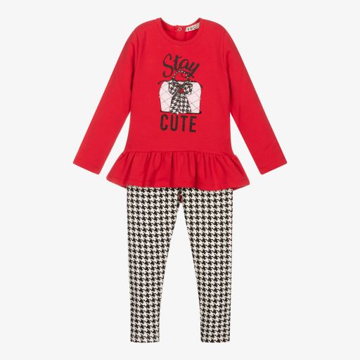 Everything Must Change-Girls Red Cotton Leggings Set | Childrensalon Outlet