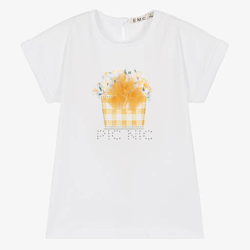 Everything Must Change-Белая хлопковая футболка с цветами | Childrensalon Outlet