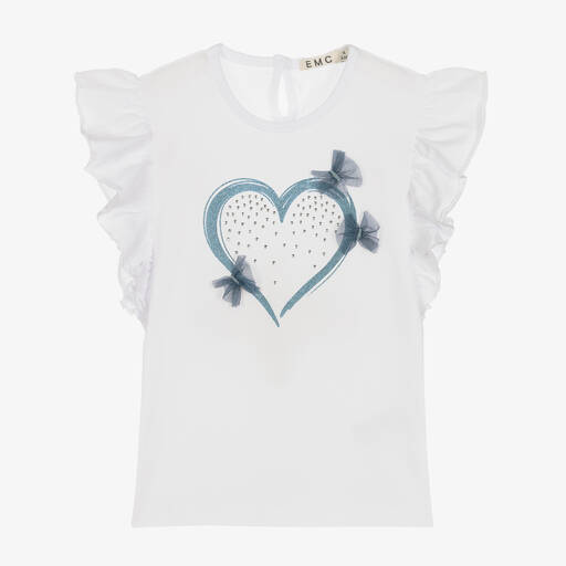 Everything Must Change-Girls White Cotton Ruffled T-Shirt | Childrensalon Outlet
