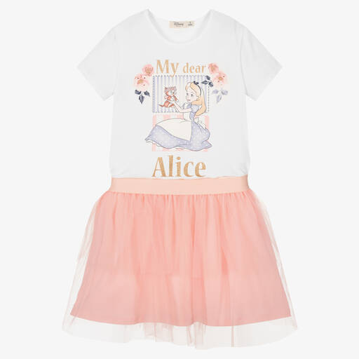 Everything Must Change-Girls White & Pink Disney Skirt Set | Childrensalon Outlet