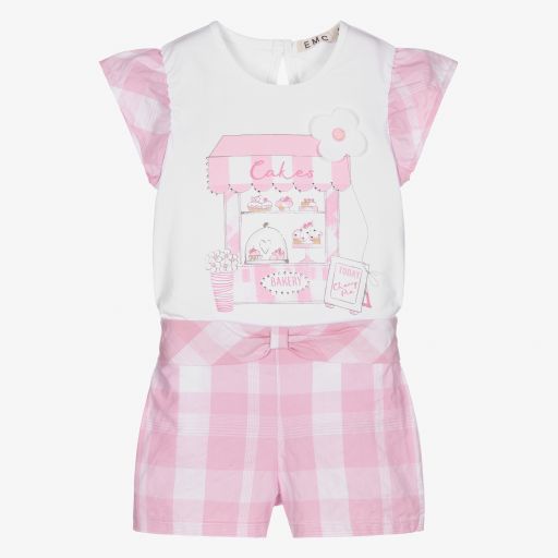 Everything Must Change-Girls White & Pink Shorts Set | Childrensalon Outlet
