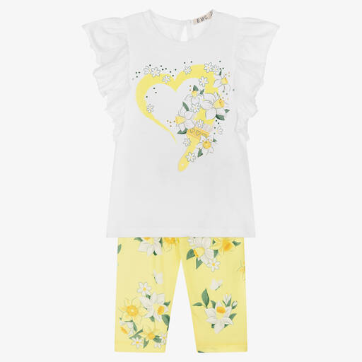 Everything Must Change-Бело-желтый топ и легинсы с нарциссами | Childrensalon Outlet