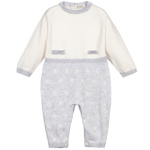 Everything Must Change-Ivory & Grey Knitted Romper | Childrensalon Outlet