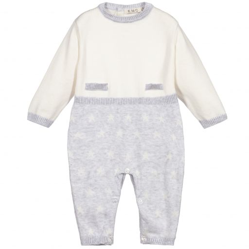 Everything Must Change-Ivory & Grey Knitted Romper | Childrensalon Outlet