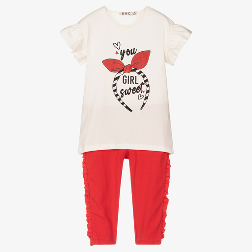 Everything Must Change-Ivory Top & Red Leggings Set | Childrensalon Outlet