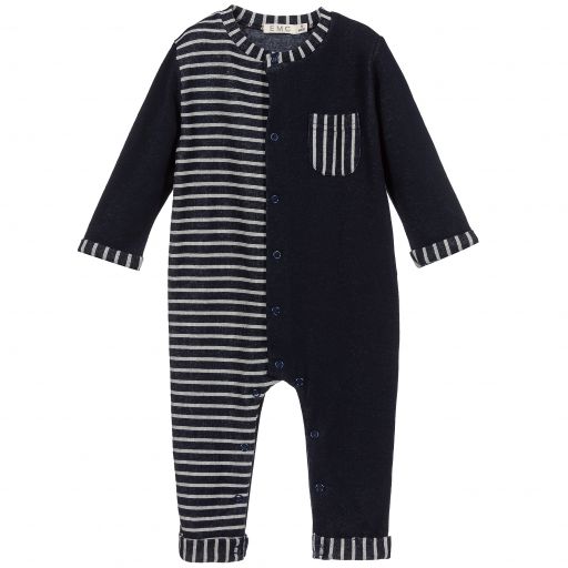Everything Must Change-Navy Blue Striped Romper | Childrensalon Outlet