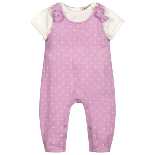 Everything Must Change-Pink Cotton Dungarees Set | Childrensalon Outlet