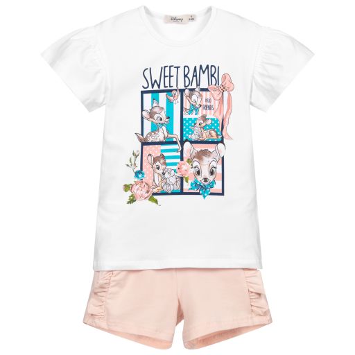 Everything Must Change-Pink & White Disney Shorts Set | Childrensalon Outlet