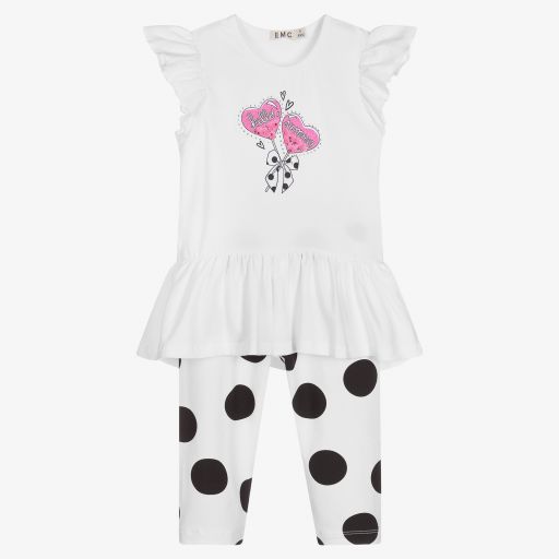 Everything Must Change-طقم ليغنغز قطن جيرسي لون أبيض للبنات | Childrensalon Outlet