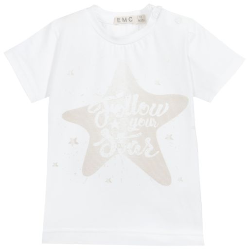 Everything Must Change-White Cotton Star Baby T-Shirt | Childrensalon Outlet
