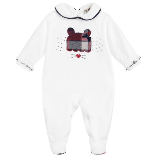 Everything Must Change-White Velour Babygrow | Childrensalon Outlet