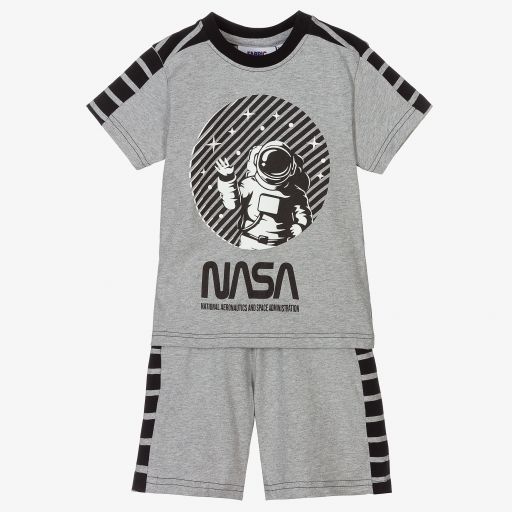 Fabric Flavours-Grauer, kurzer NASA Baumwollschlafanzug | Childrensalon Outlet