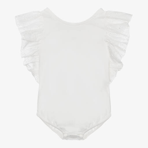 Falcotto by Naturino-Baby Girls White Cotton Bodysuit | Childrensalon Outlet