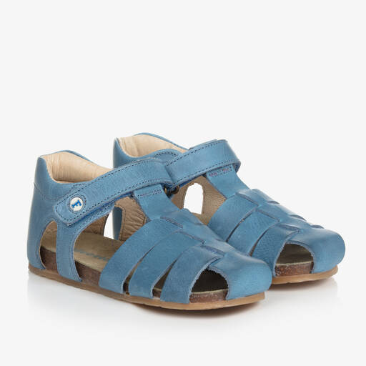 Falcotto by Naturino-Boys Blue Leather Cage Sandals | Childrensalon Outlet