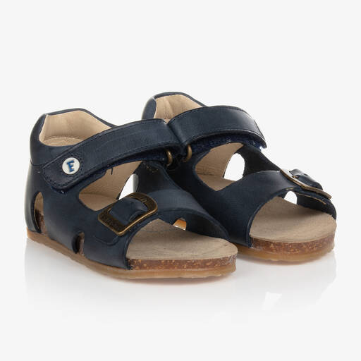 Falcotto by Naturino-Boys Blue Leather Sandals  | Childrensalon Outlet
