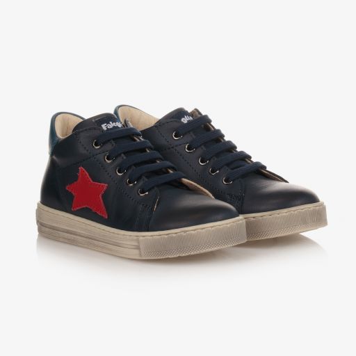 Falcotto by Naturino-Boys Blue Leather Trainers | Childrensalon Outlet