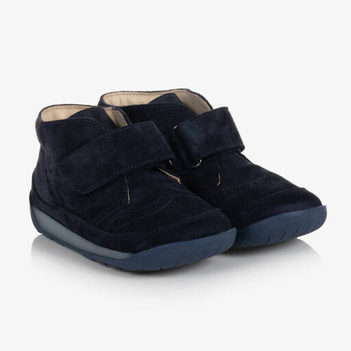 Falcotto by Naturino-Boys Blue Suede Ankle Boots | Childrensalon Outlet