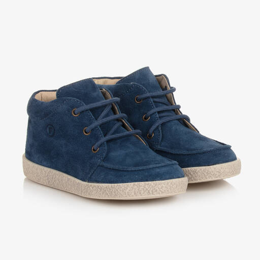 Falcotto by Naturino-Boys Blue Suede Leather Lace-Up Boots | Childrensalon Outlet