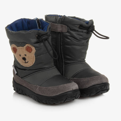 Falcotto by Naturino-Boys Dark Grey Teddy Bear Boots | Childrensalon Outlet