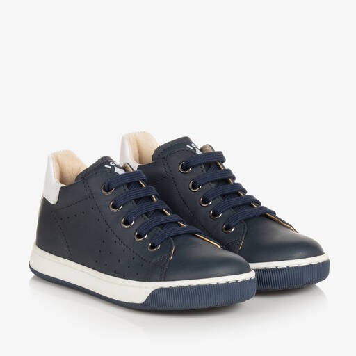 Falcotto by Naturino-Boys Navy Blue Leather Trainers | Childrensalon Outlet