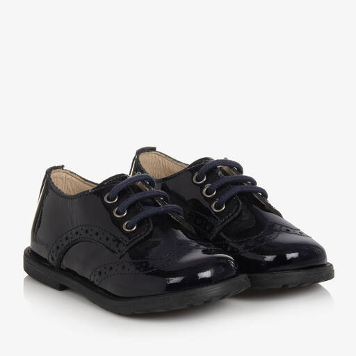 Falcotto by Naturino-Boys Navy Blue Patent Leather Brogues | Childrensalon Outlet