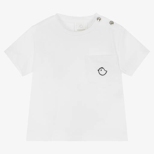 Falcotto by Naturino-Boys White Cotton Logo T-Shirt | Childrensalon Outlet
