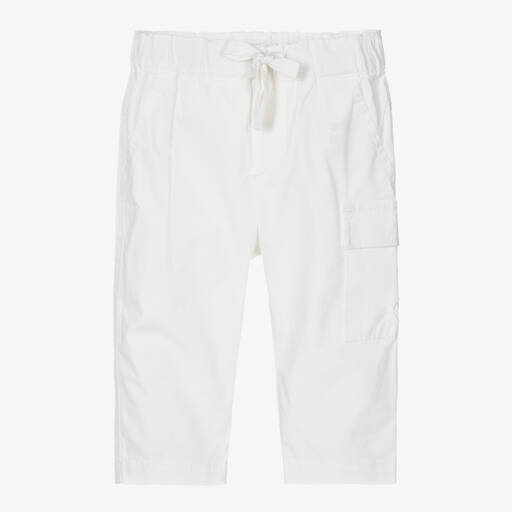 Falcotto by Naturino-Boys White Cotton Trousers | Childrensalon Outlet