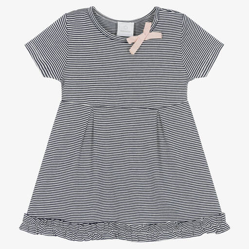 Falcotto by Naturino-Girls Blue & White Striped Jersey Dress | Childrensalon Outlet