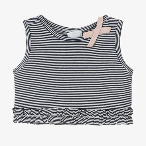 Falcotto by Naturino-Girls Blue & White Striped Jersey Top | Childrensalon Outlet