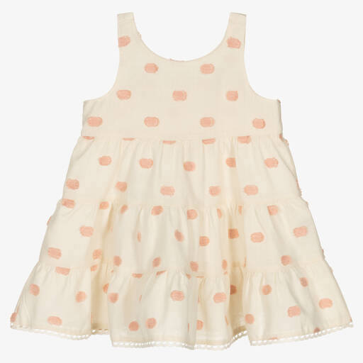 Falcotto by Naturino-Girls Ivory & Pink Cotton Dress | Childrensalon Outlet