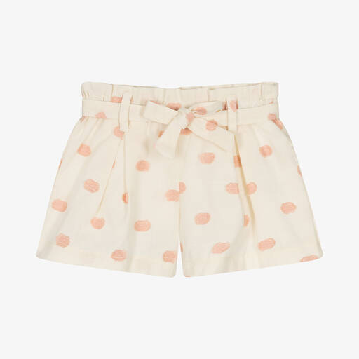 Falcotto by Naturino-Girls Ivory & Pink Cotton Shorts | Childrensalon Outlet