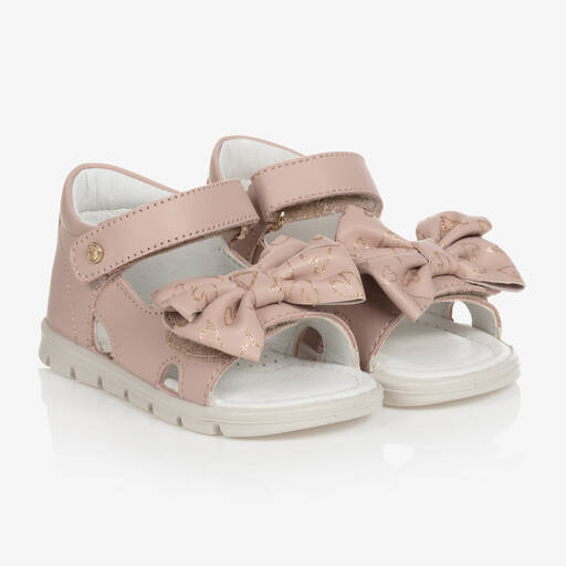 Falcotto by Naturino-Girls Pink Bow Leather Sandals | Childrensalon Outlet